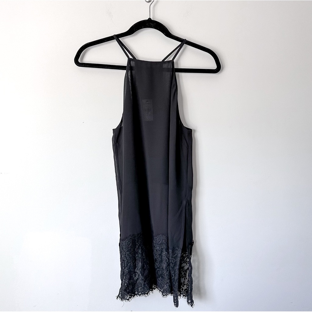 Express Black Sleeveless Lace Trim Blouse